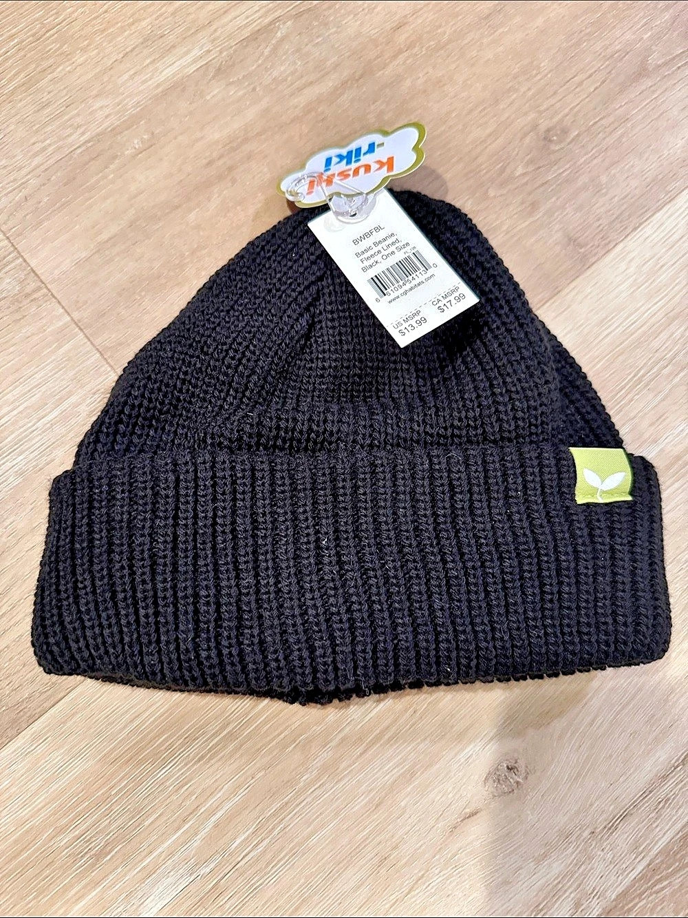 Kushi Riki Basic Beanie, Fleece Lined Black